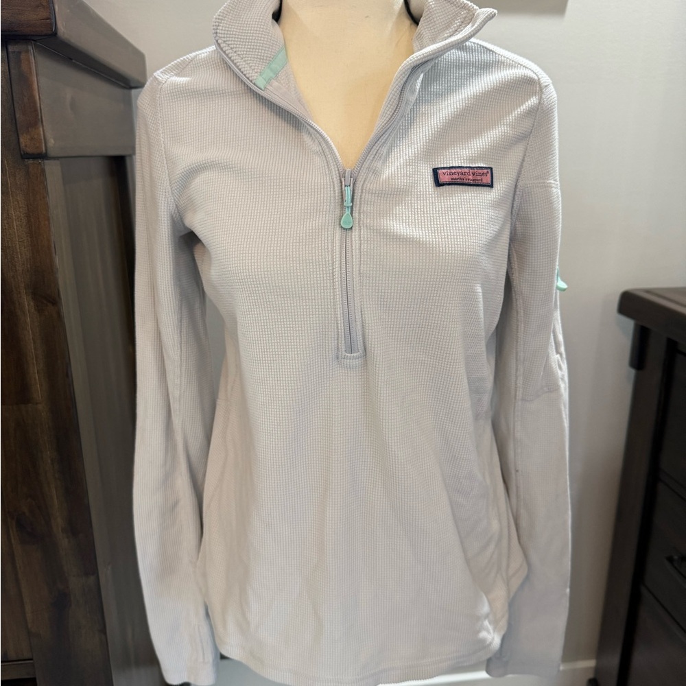 Vineyard Vines Women's Light Mint/Grey Quarter-Zip Pullover